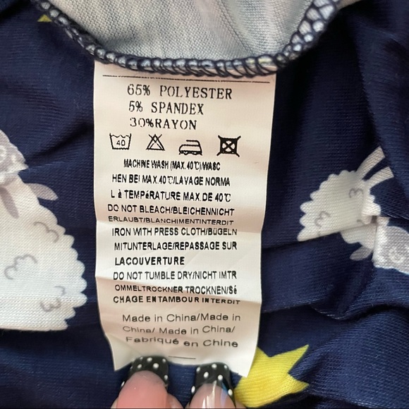 Navy moon & sheep pajama lounge set button top pull on bottom pajamas pj set - Picture 5 of 6